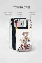Whimsical Girl on Brompton Bicycle Urban Illustration MagSafe iPhone Case