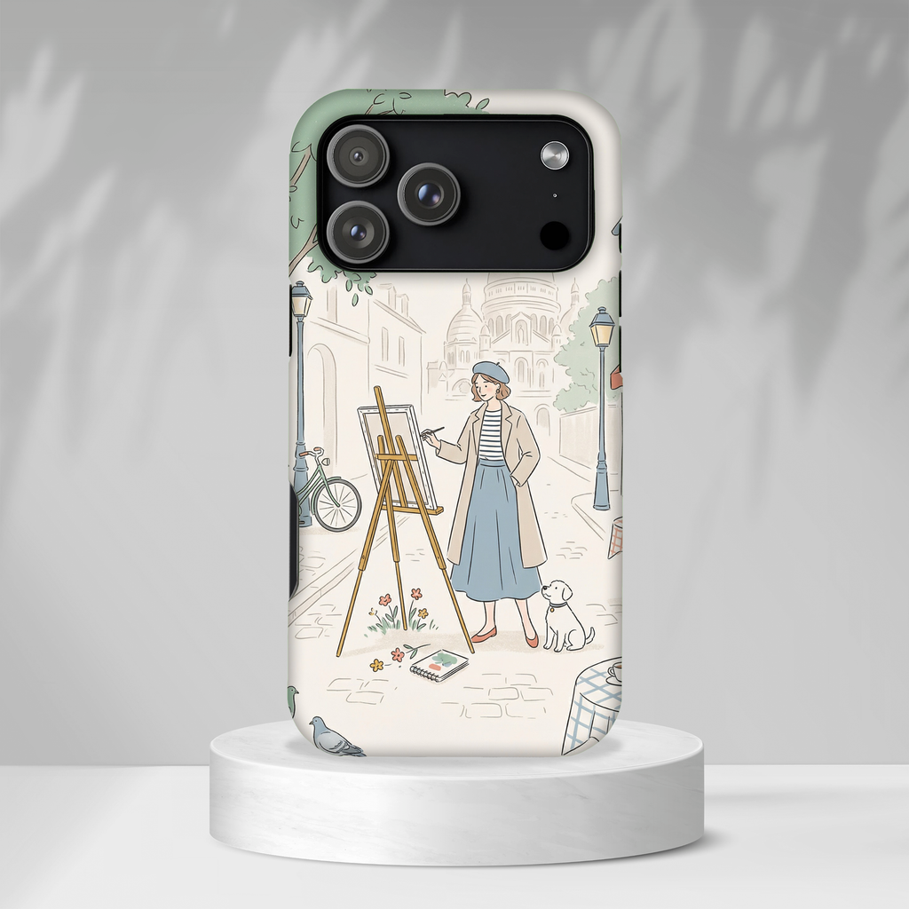 Artist in Paris iPhone Case | Vintage Painter Street Scene Protective Cover