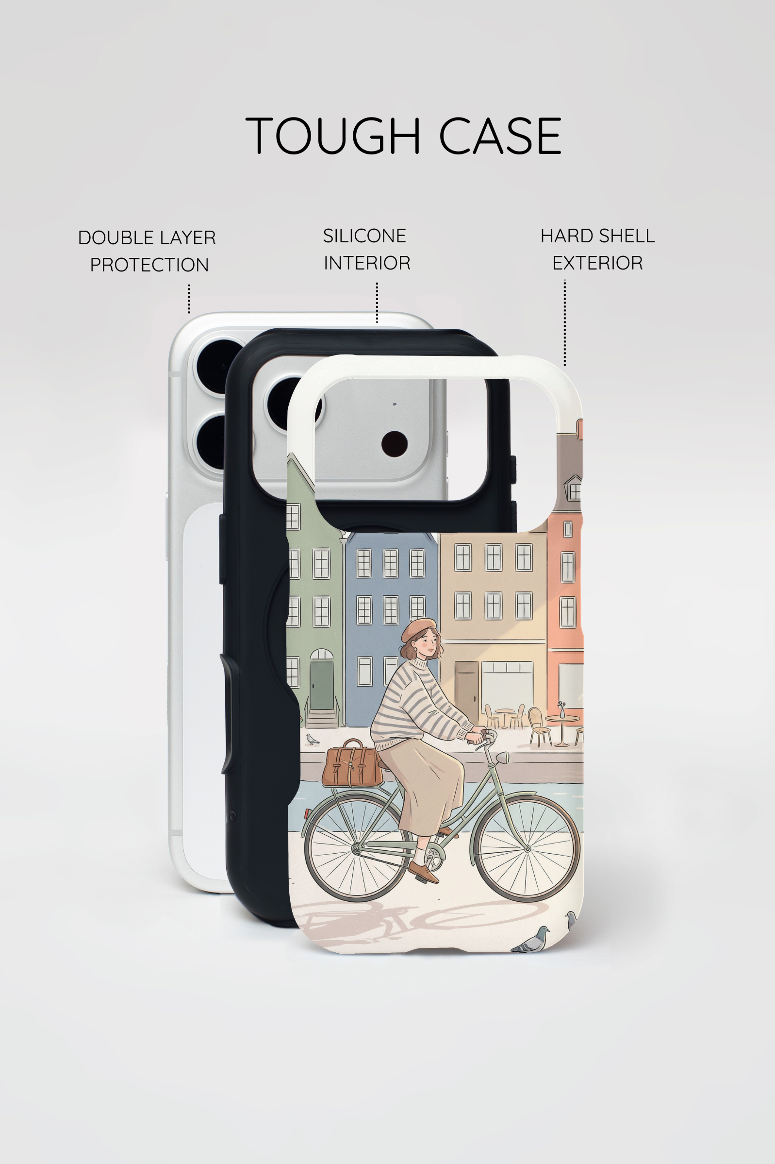 City Bike iPhone Case | Cozy European Street Illustration Tough Cases