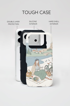 Scenic Picnic iPhone Case | Vintage Bicycle & Mountain Illustration