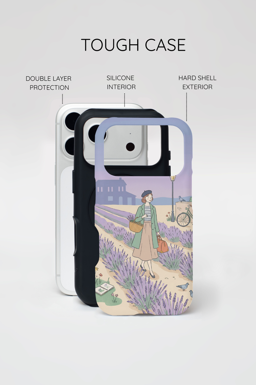 Lavender Field MagSafe iPhone Case | Vintage Travel Illustration Protective Case