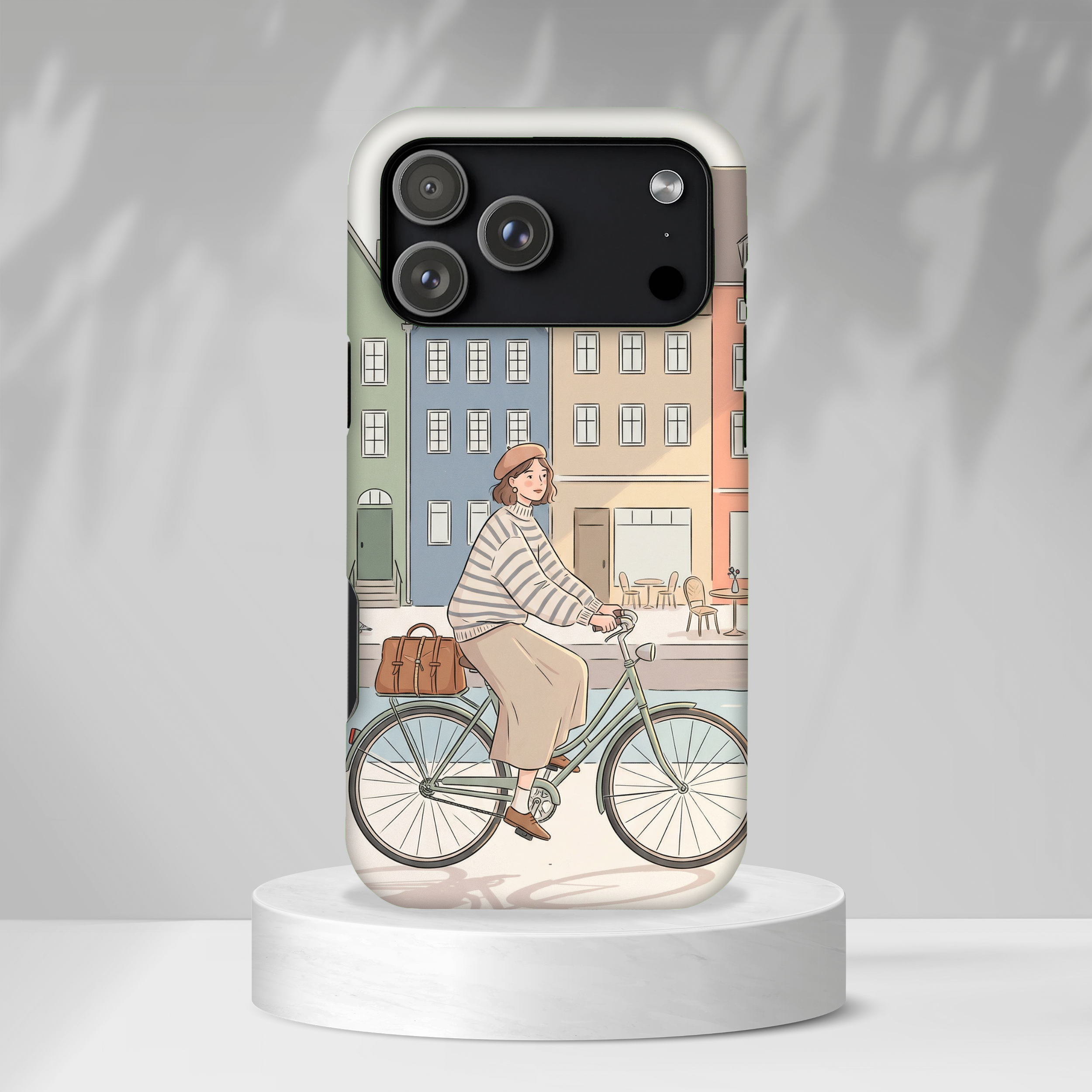 City Bike MagSafe iPhone Case | Cozy European Street Illustration Tough Cases
