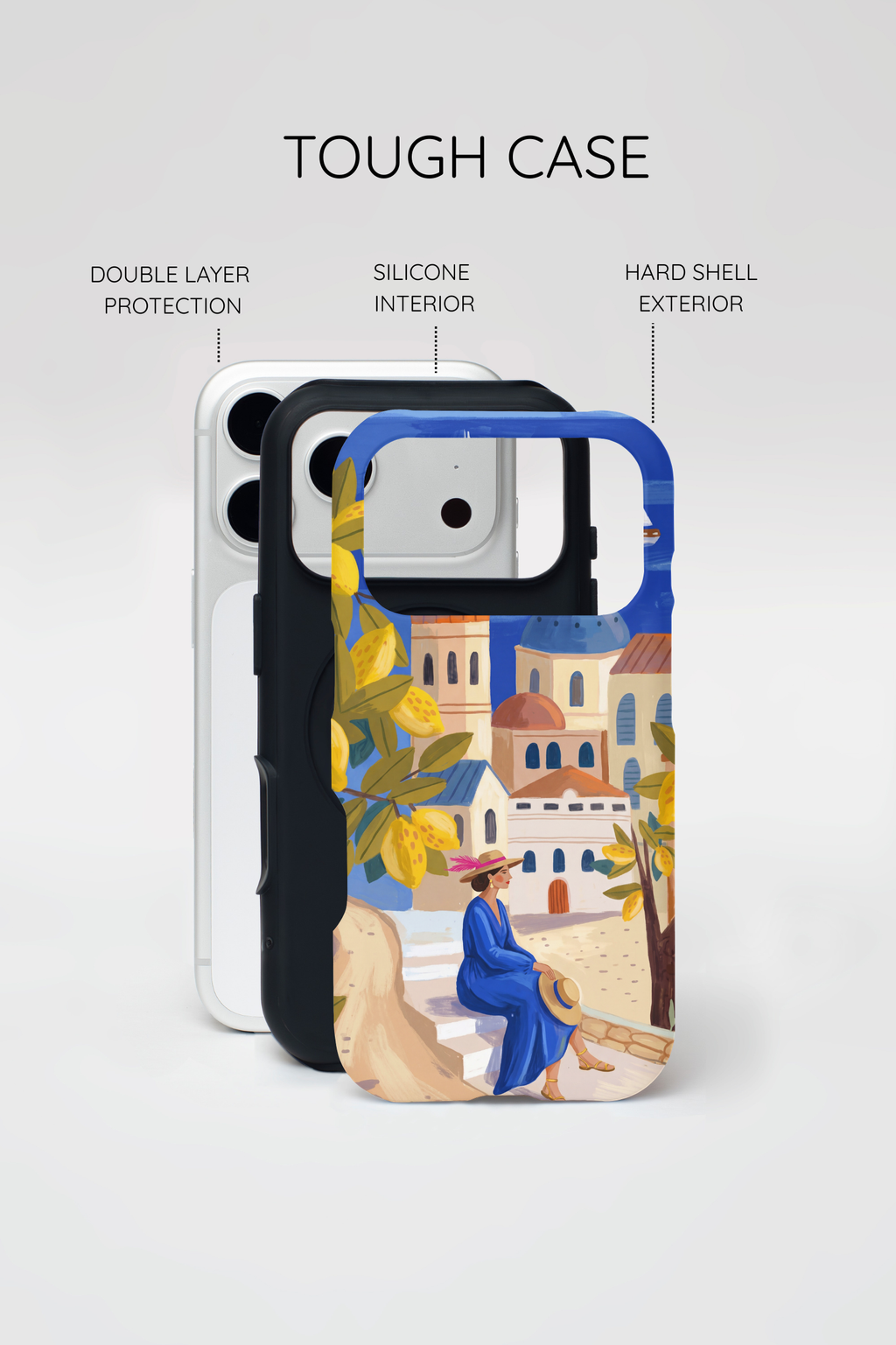 Mediterranean Village MagSafe iPhone Case | Scenic Sailboat & Lemon Grove Design