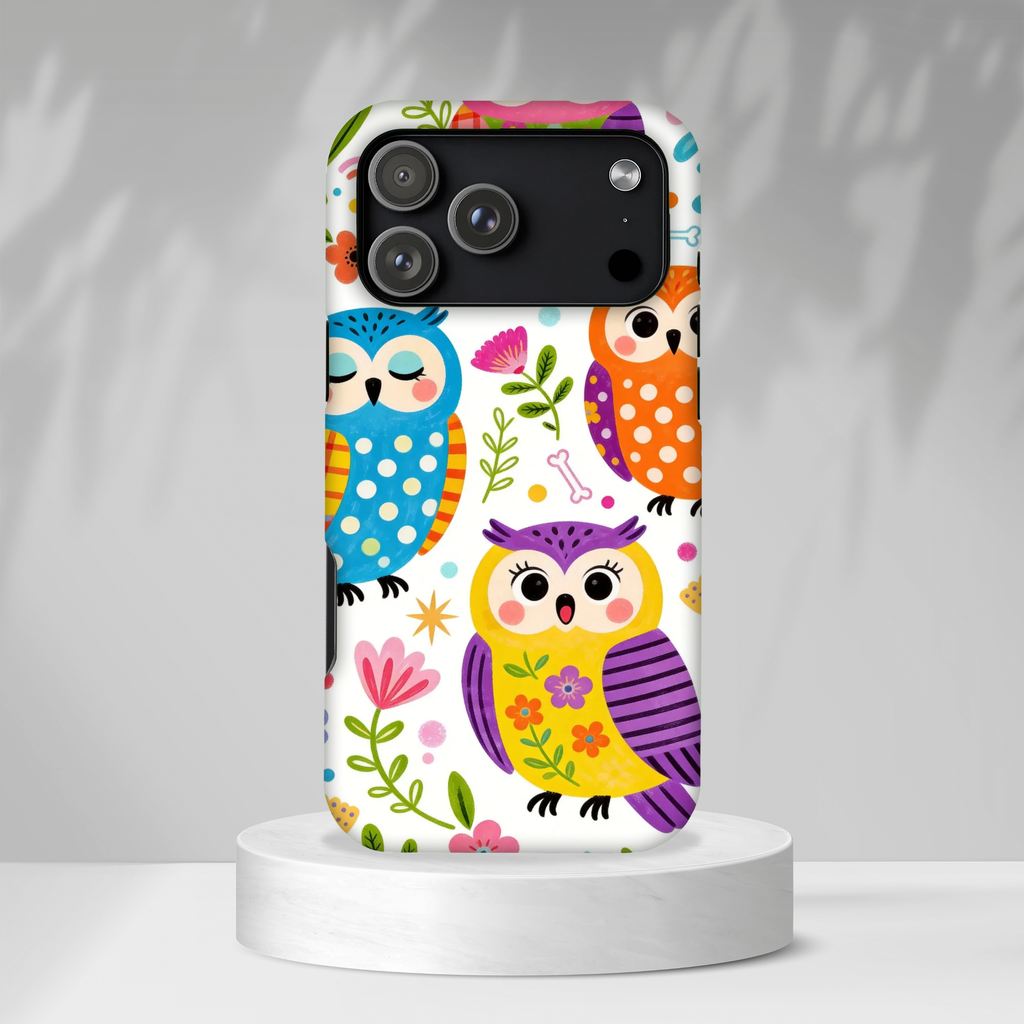 Cute Colorful Owls MagSafe iPhone Case | Cute Owl Pattern Tough Case