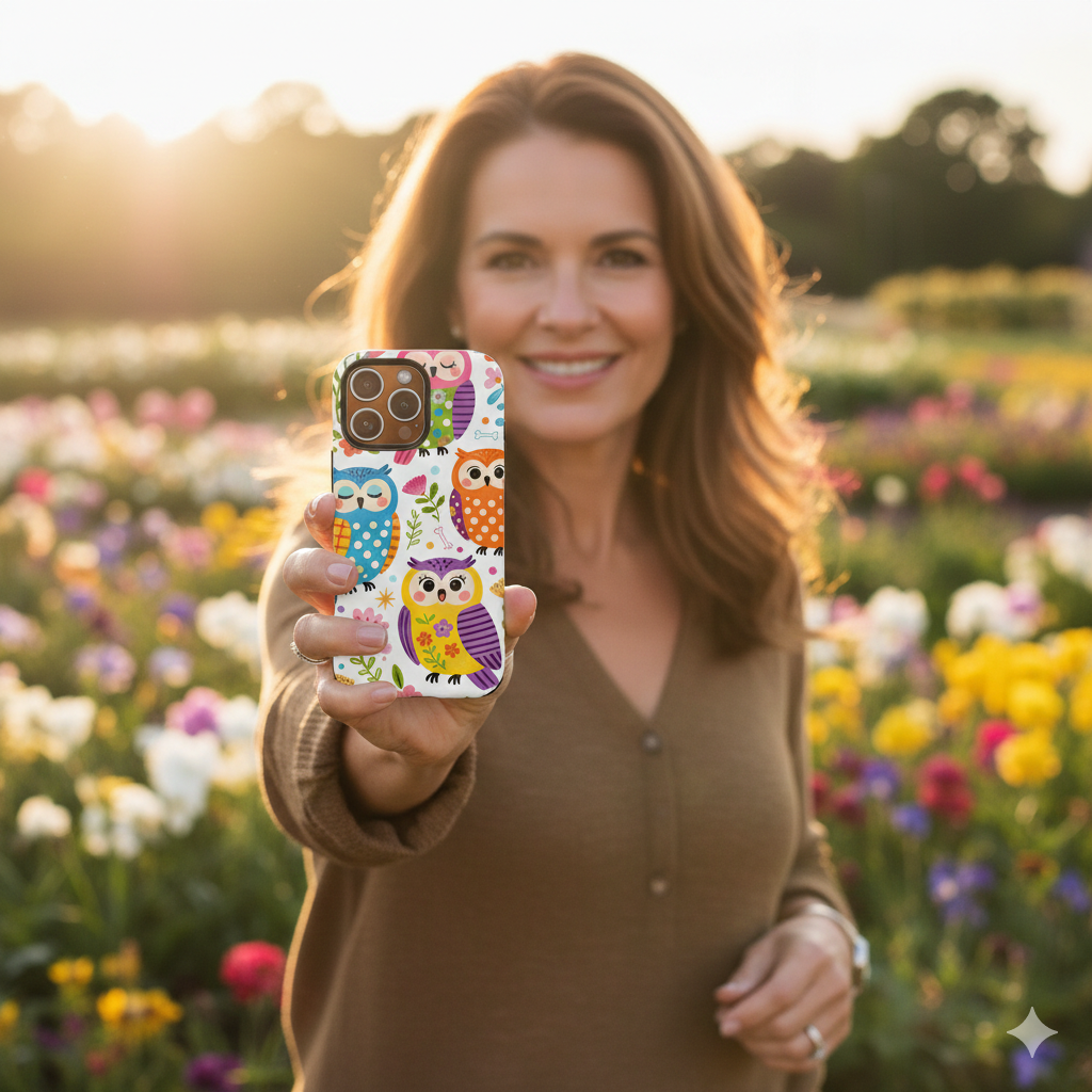 Cute Colorful Owls MagSafe iPhone Case | Cute Owl Pattern Tough Case