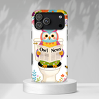 Owl News Floral MagSafe iPhone Case | Cute Owl Reading Newspaper on Toilet