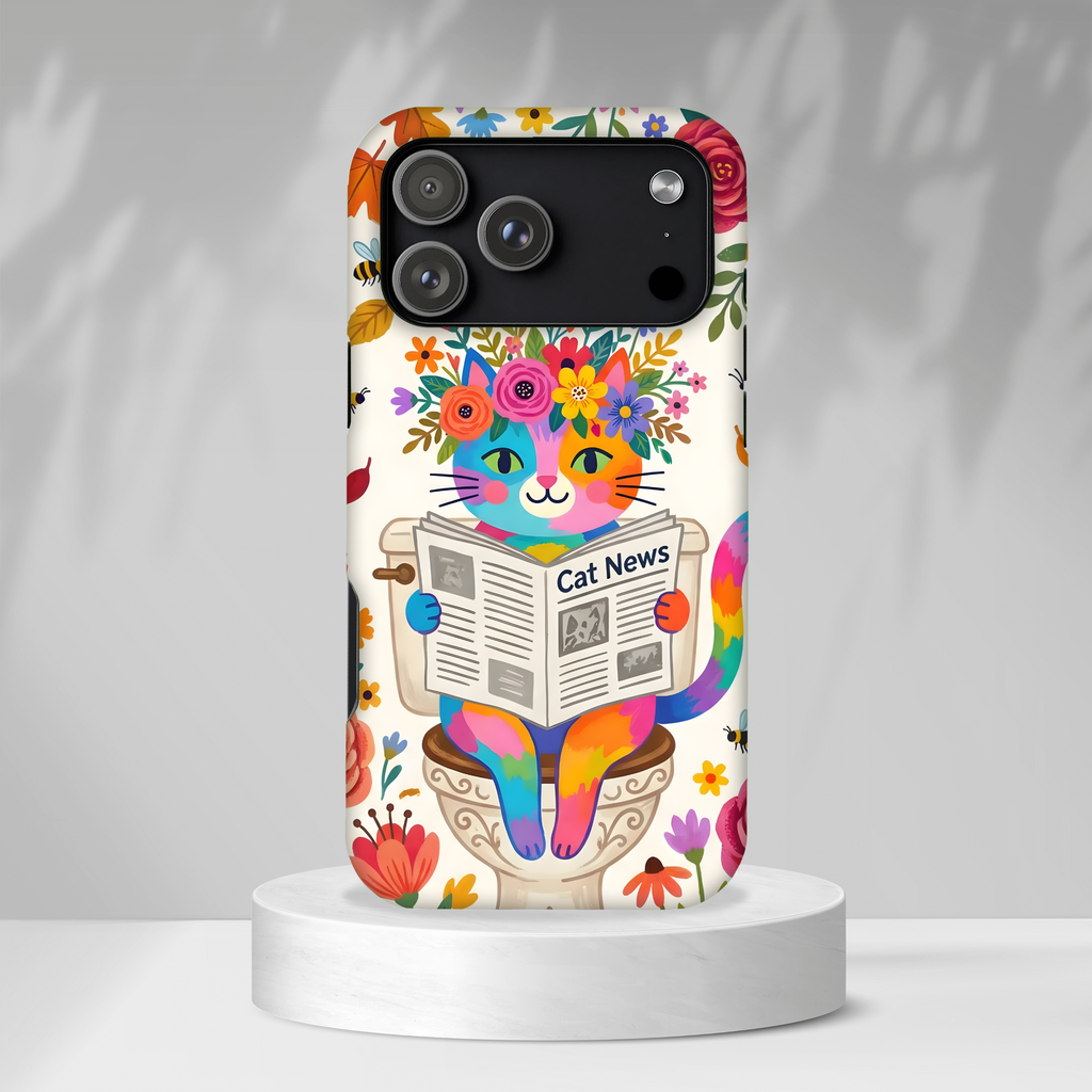 Floral Rainbow Cat MagSafe iPhone Case | Cat News Design
