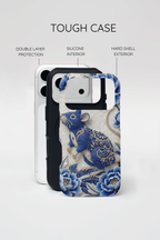Cover MagSafe per iPhone con Ratto Zodiaco Cinese | Cover Protettiva Sottile per iPhone con Arte in Porcellana Blu e Bianca | Regalo Anno del Ratto