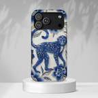 Custodia MagSafe per iPhone con Scimmia dello Zodiaco Asiatico | Custodia Protettiva con Arte in Porcellana Blu e Bianca | Regalo Anno della Scimmia