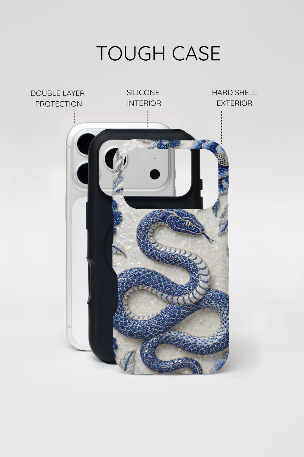 Asian Zodiac Snake MagSafe iPhone Case | Blue & White Porcelain Slim Shockproof Case | Year of the Snake