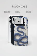 Asian Zodiac Snake MagSafe iPhone Case | Blue & White Porcelain Slim Shockproof Case | Year of the Snake