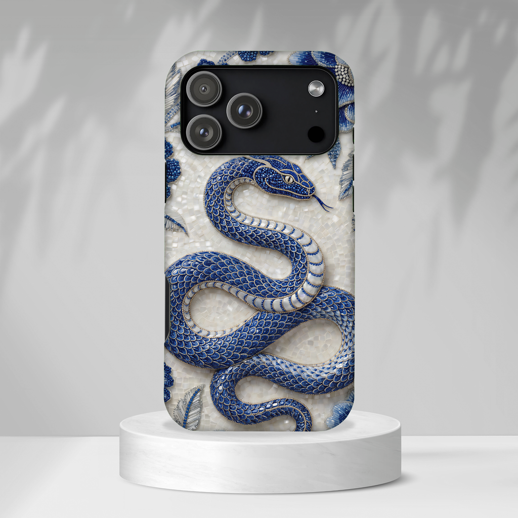 Asian Zodiac Snake MagSafe iPhone Case | Blue & White Porcelain Slim Shockproof Case | Year of the Snake