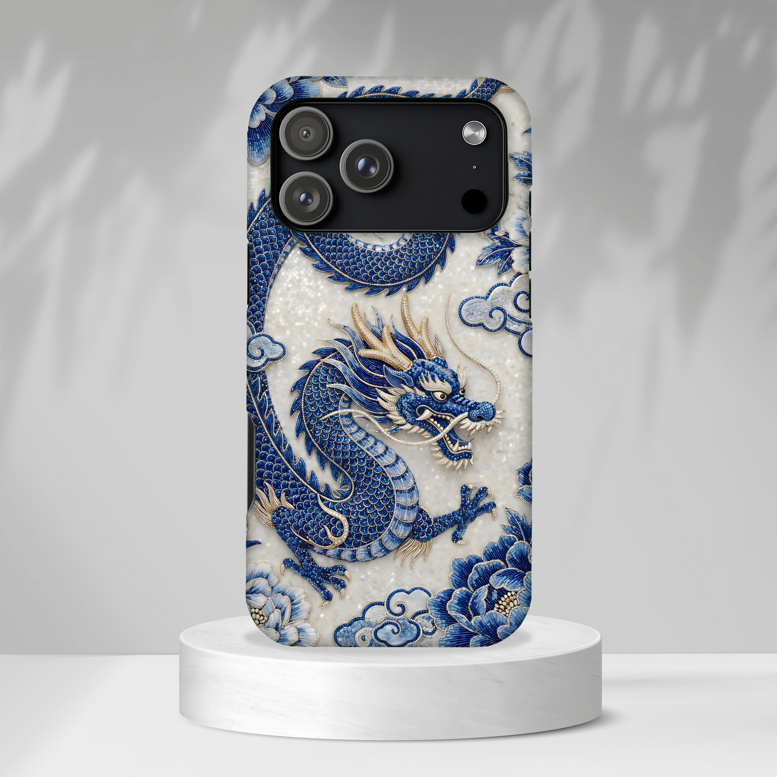Asian Zodiac Dragon MagSafe iPhone Case V2 | Blue & White Porcelain Luxury Protective Case | Year of the Dragon Gift