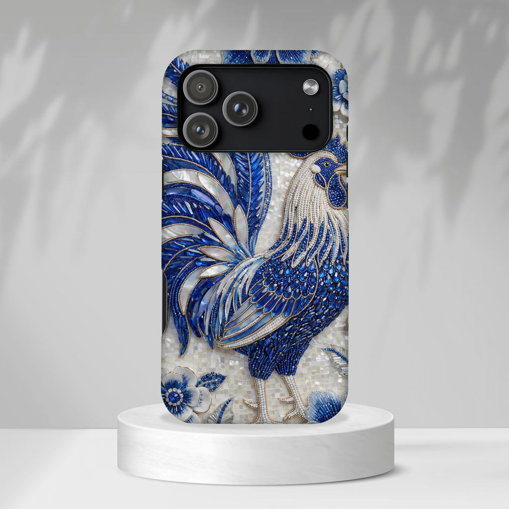 Asian Zodiac Rooster iPhone Case | Blue & White Porcelain Slim Shockproof Case | Year of the Rooster Gift