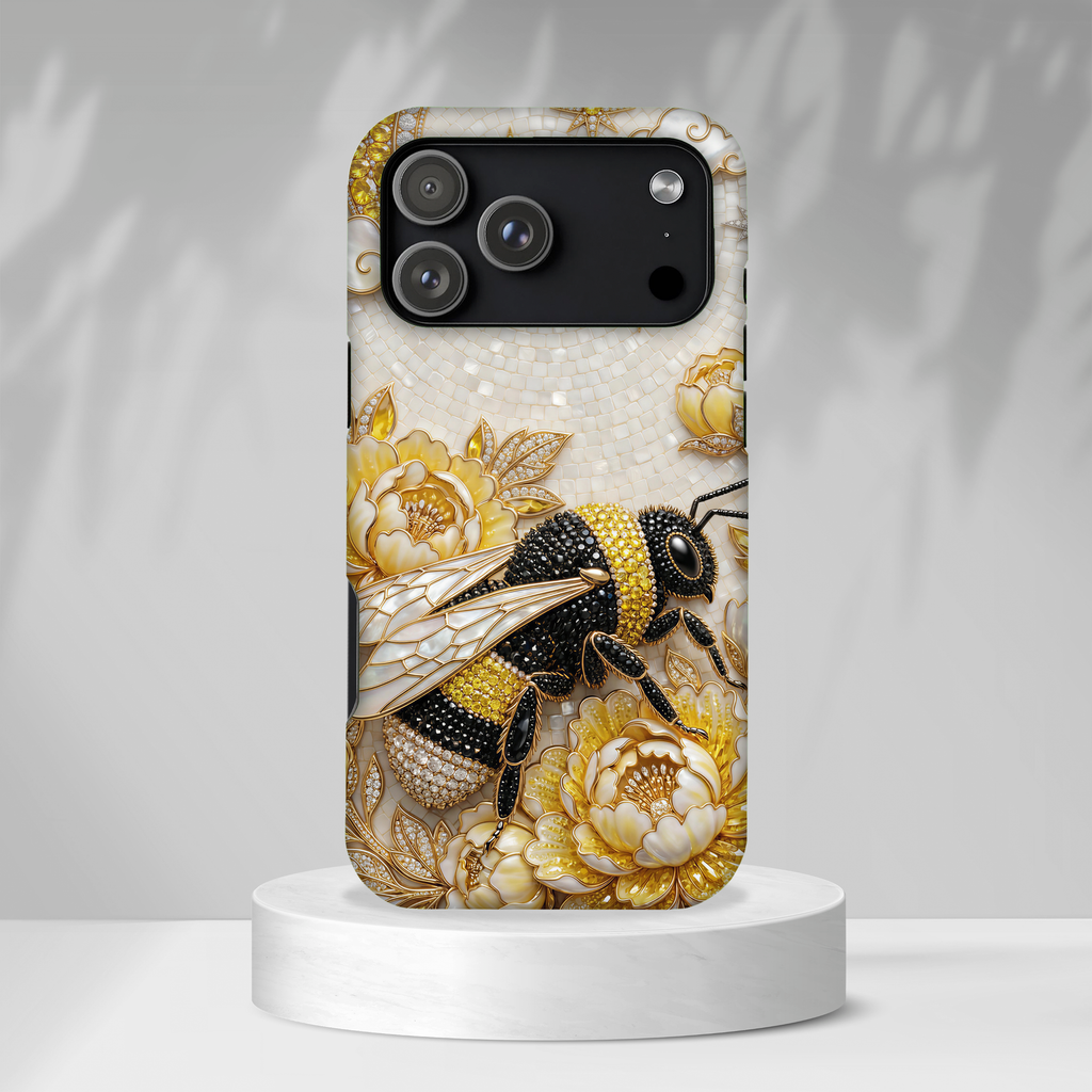 Golden Bee iPhone Case | Floral Moon iPhone Protector