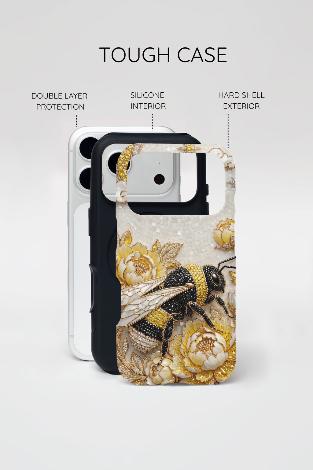 Golden Bee iPhone Case | Floral Moon iPhone Protector