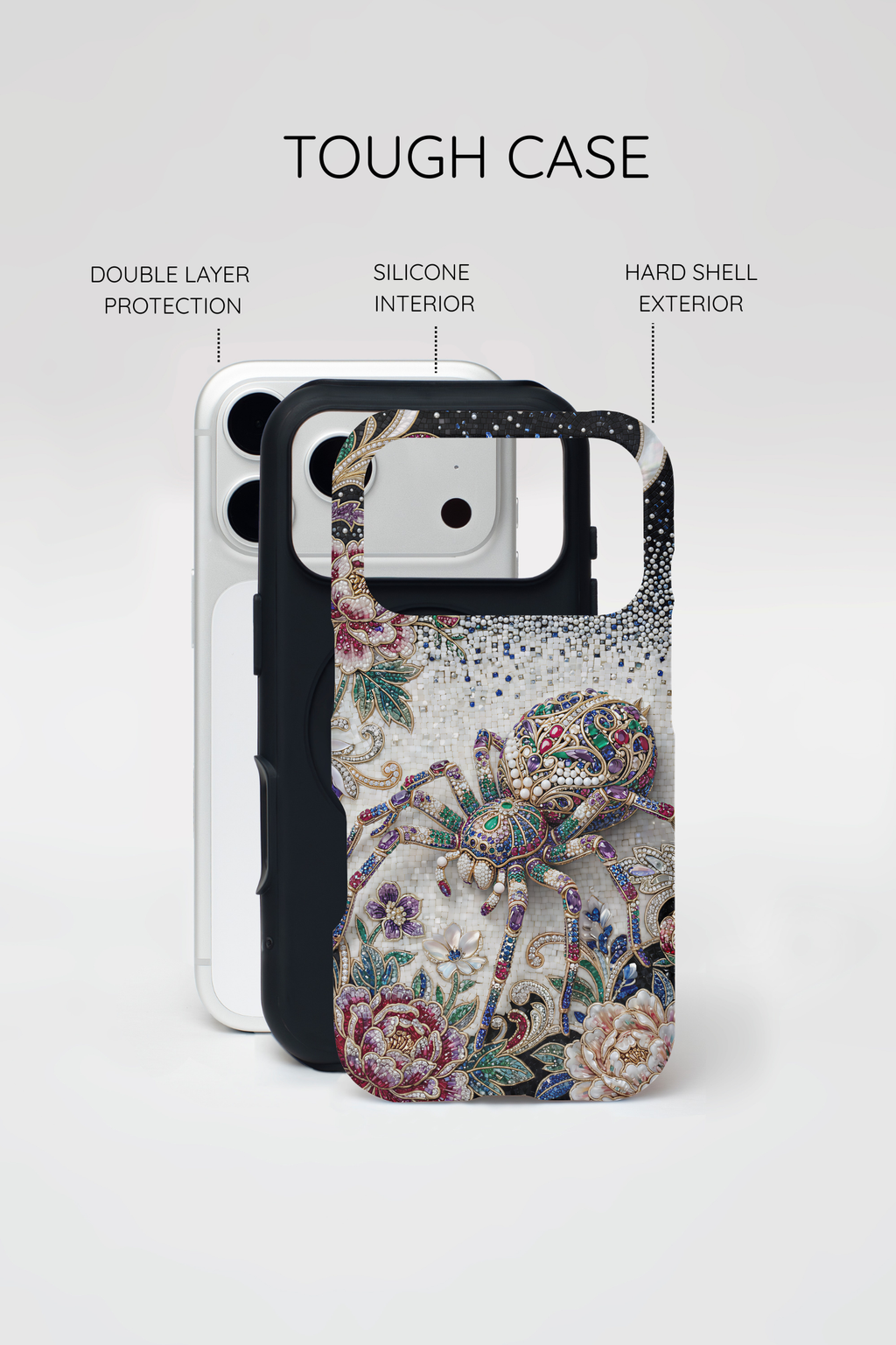 Gemstone Spider Moon MagSafe iPhone Case | Boho Floral Protective Tough Case