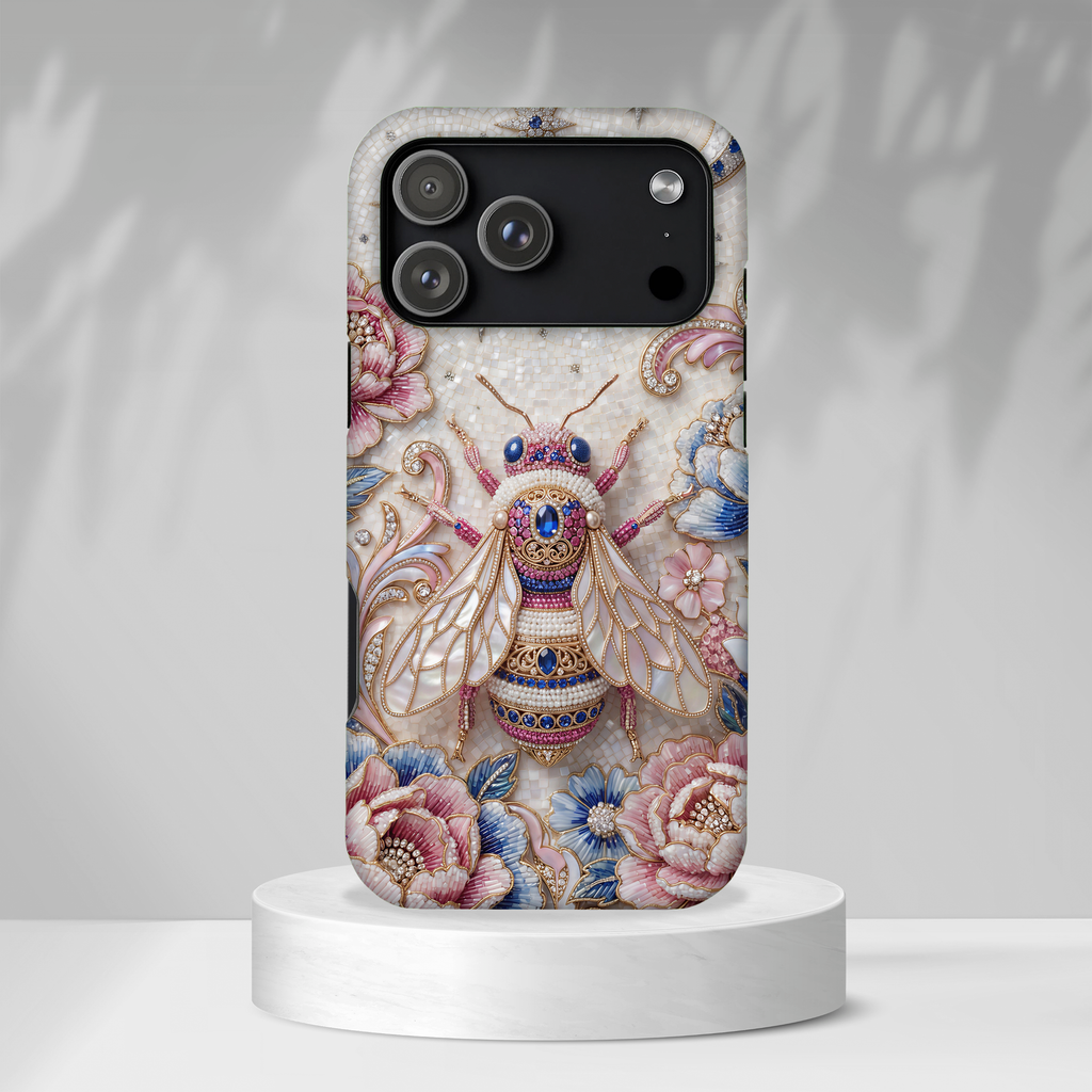 Floral Bee Moon Tough MagSafe iPhone Case | Protective Artistic iPhone Cover