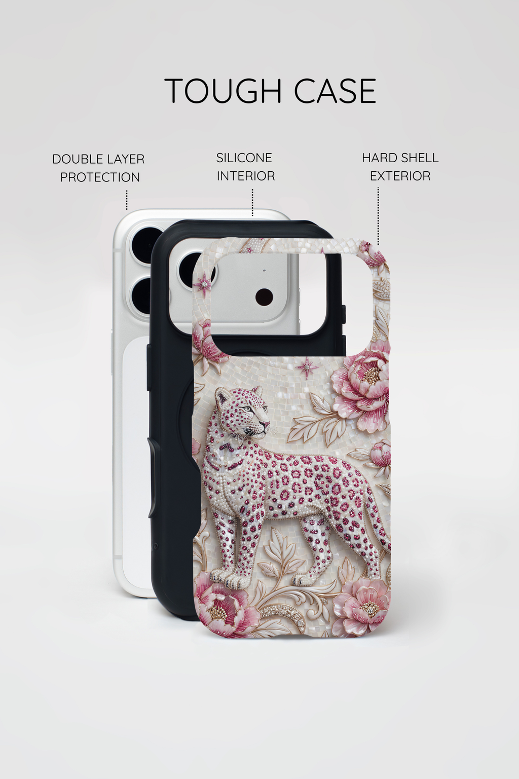 Floral Leopard Moon MagSafe iPhone Case | Pink Vintage Botanical Protective Cover