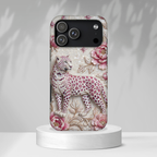 Floral Leopard Moon MagSafe iPhone Case | Pink Vintage Botanical Protective Cover