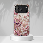 Cover iPhone MagSafe "Floral Moon Tough" | Guscio Protettivo Peonia Rosa Vintage