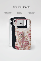 Cover MagSafe iPhone Gatto Floreale Vintage | Cover iPhone Luna Rosa e Rose