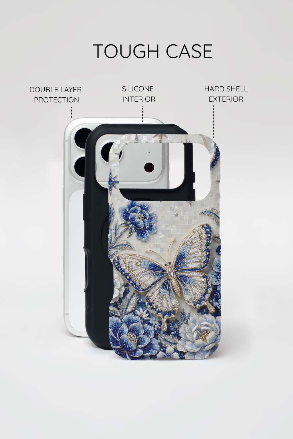 Blue Moon Butterfly MagSafe iPhone Case | Floral Protective Tough Case