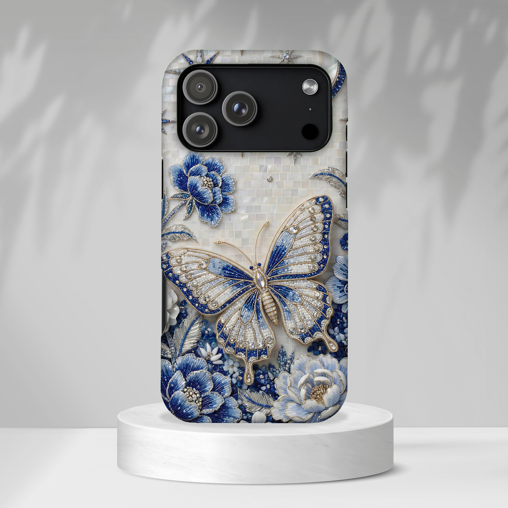 Blue Moon Butterfly MagSafe iPhone Case | Floral Protective Tough Case