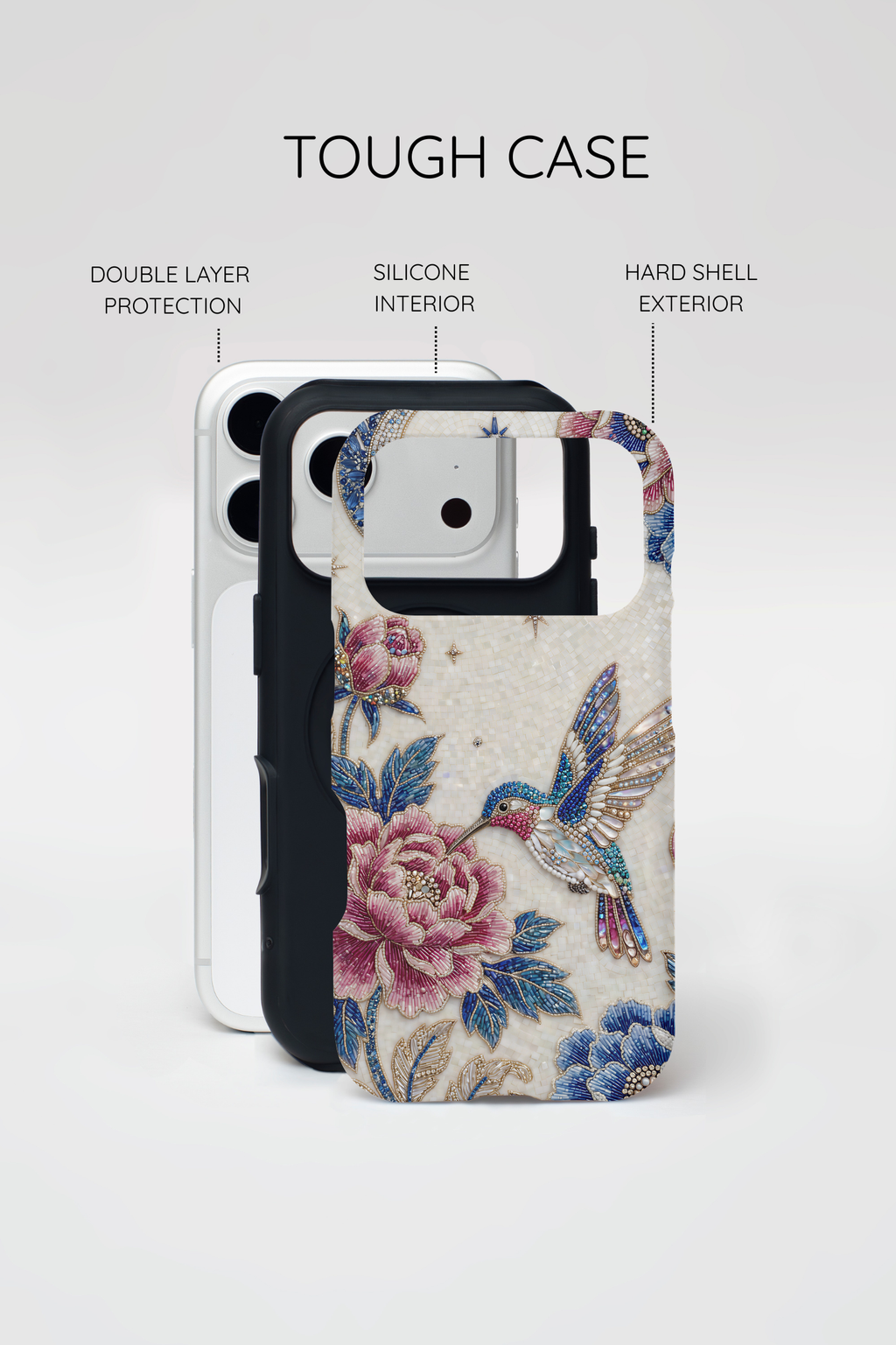 Hummingbird Moon Tough Case — Floral Vintage iPhone Cover