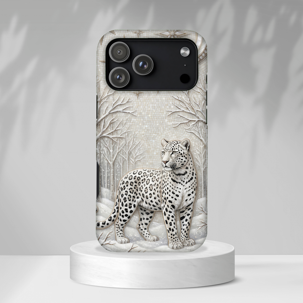 Snow Leopard MagSafe iPhone Case | Winter Moon Forest Protective Phone Cover