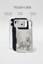 Snow Leopard MagSafe iPhone Case | Winter Moon Forest Protective Phone Cover