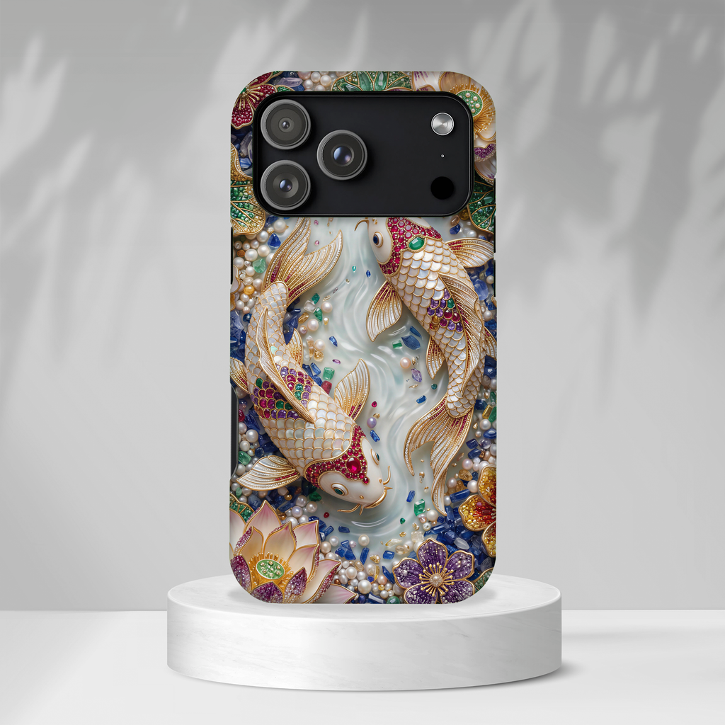 Koi Pond Tough MagSafe iPhone Case | Ornamental Lotus & Koi Fish Protective Cover