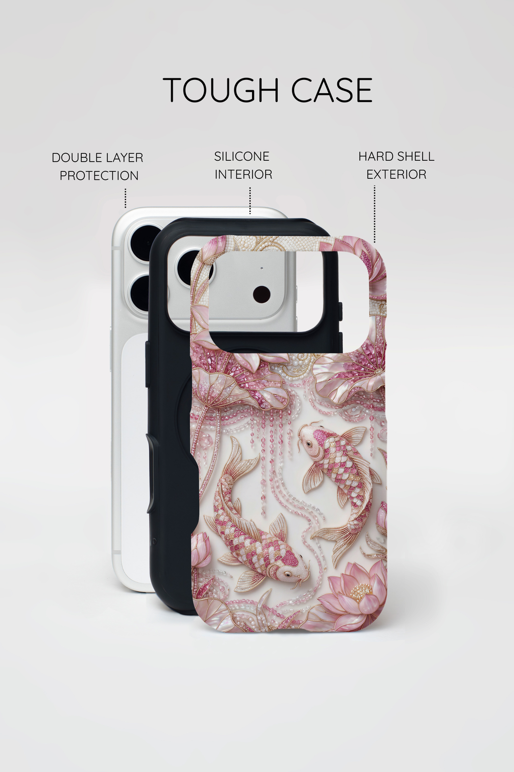 Koi Lotus Tough MagSafe Case — Pink Floral Fish iPhone Cover
