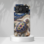 Sea Turtle Mosaic MagSafe iPhone Case – Decorative Ocean Art Protective Case