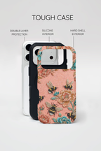 Cover protettiva per iPhone MagSafe Floreale Ape Resistente | Giardino Rosa Vintage
