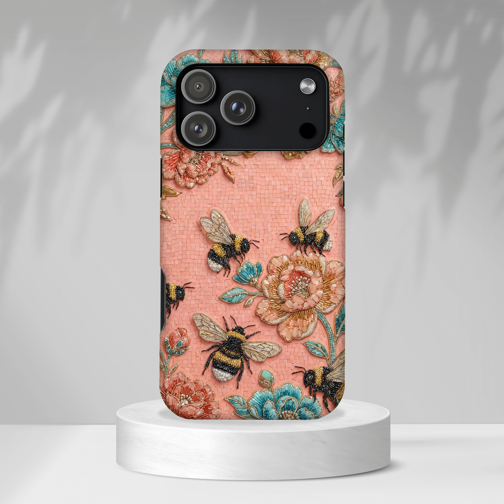 Cover protettiva per iPhone MagSafe Floreale Ape Resistente | Giardino Rosa Vintage