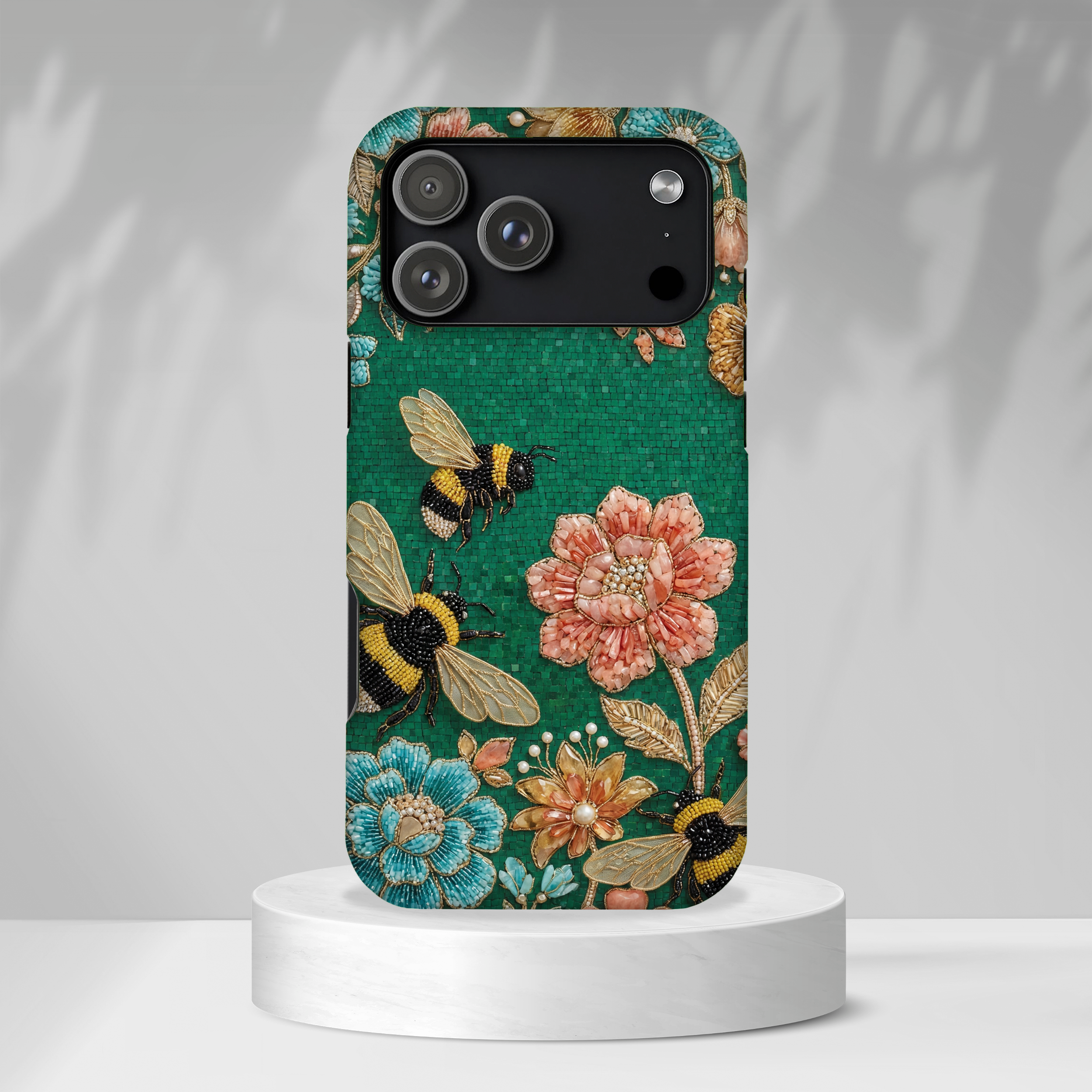 Floral Bumblebee Tough MagSafe iPhone Case | Protective Botanical Phone Cover