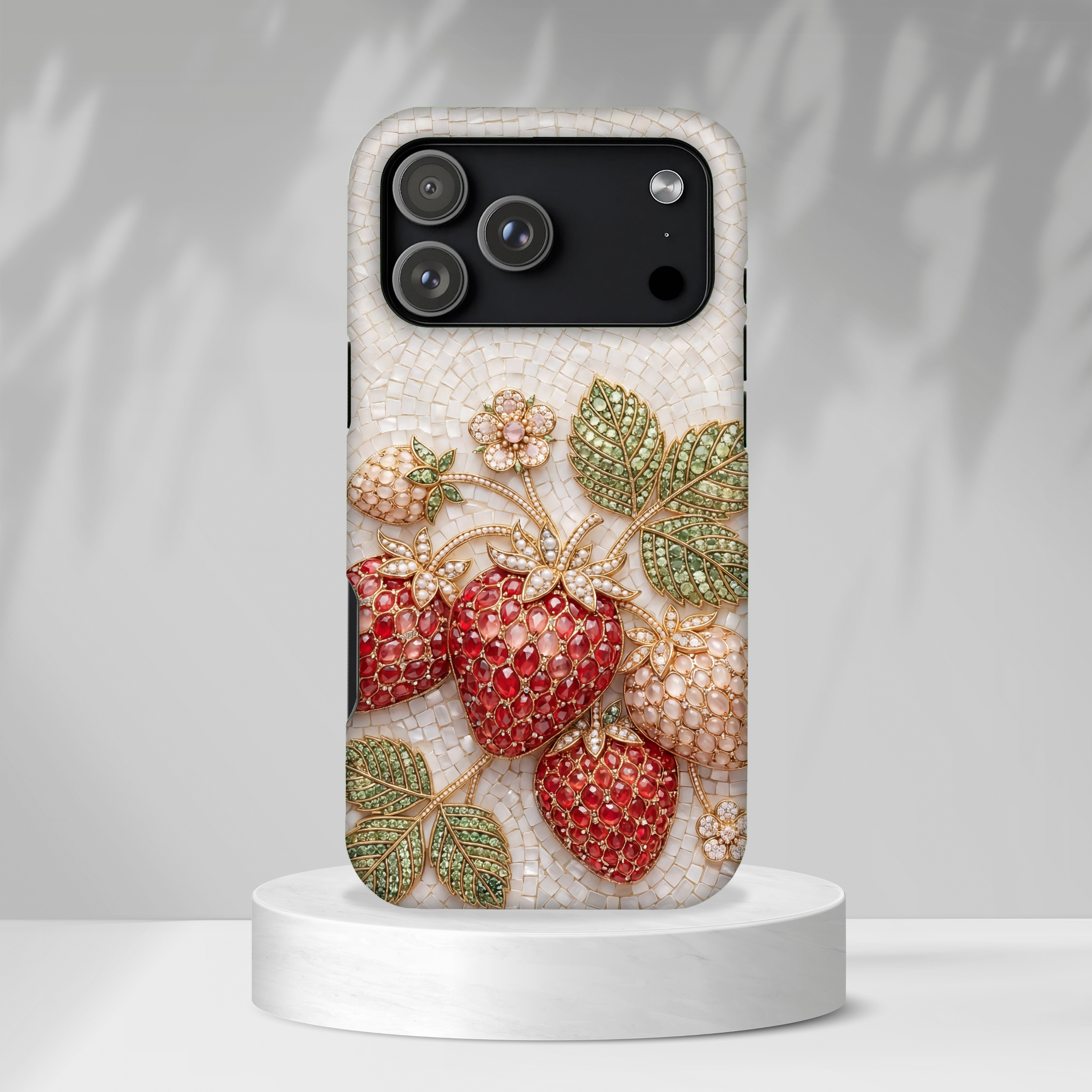 Strawberry Gem Tough iPhone Case | Vintage Beaded Fruit Design