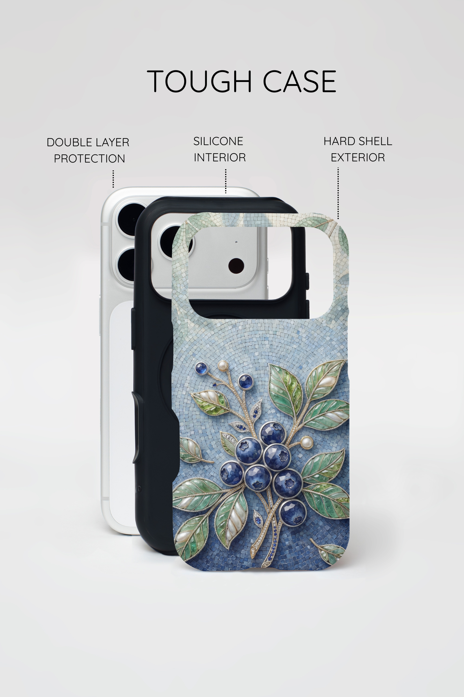 Blueberry Botanical Tough MagSafe iPhone Case | Floral Protective iPhone Cover