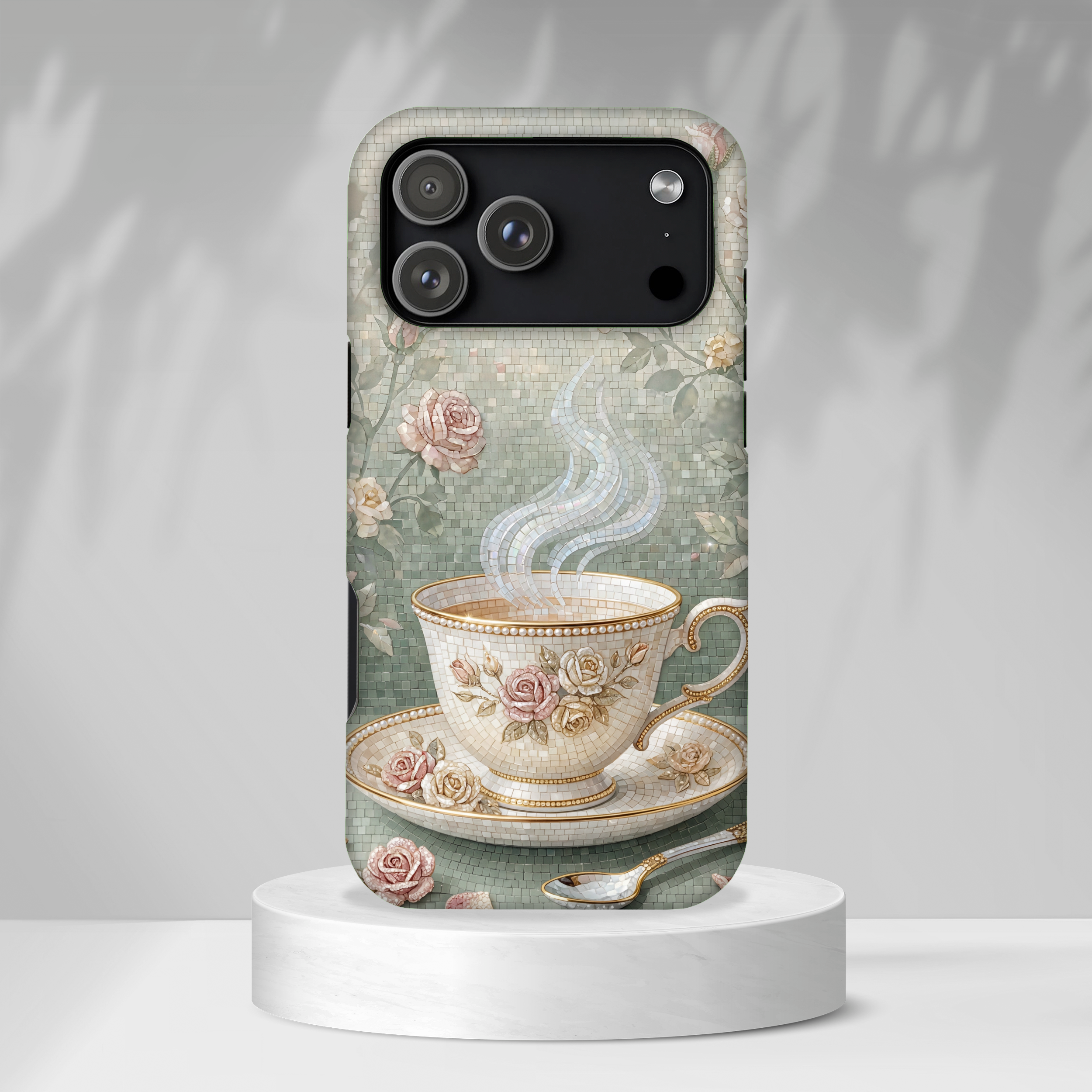 Vintage Floral Teacup iPhone Case — Elegant Romantic Smartphone Cover