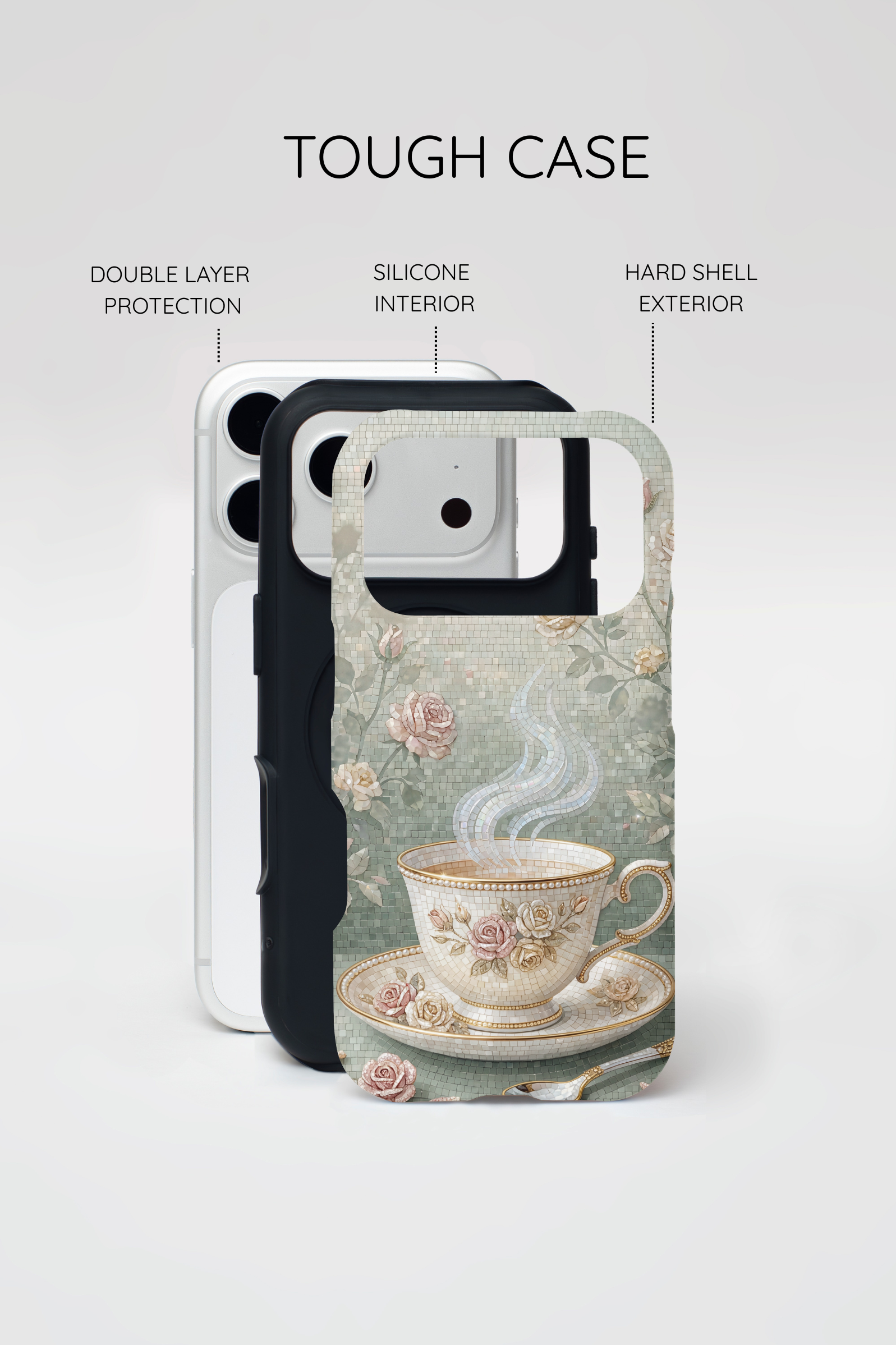 Vintage Floral Teacup MagSafe iPhone Case — Elegant Romantic Smartphone Cover