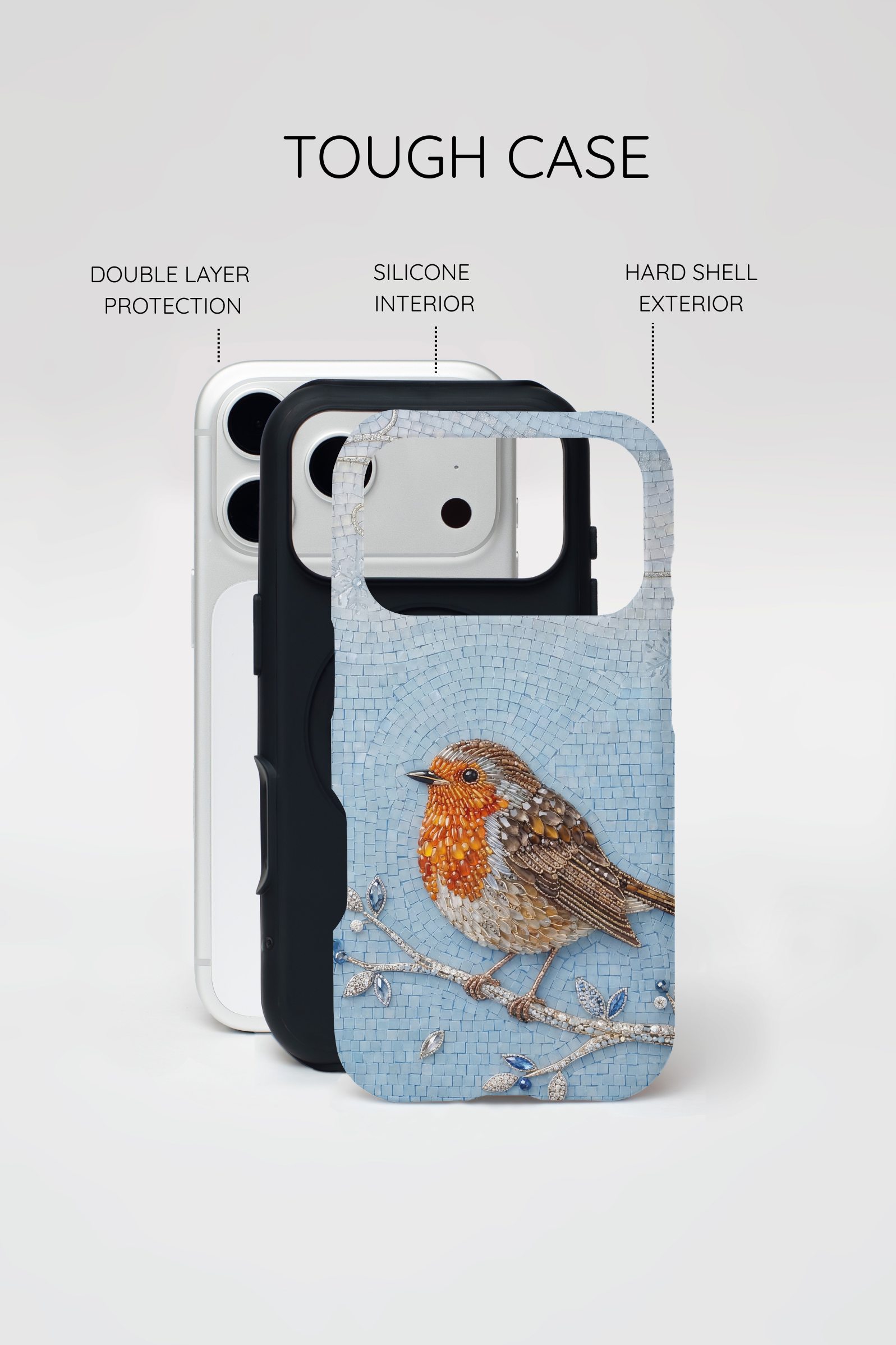 Robin Winter MagSafe iPhone Case — Protective Floral Bird Design
