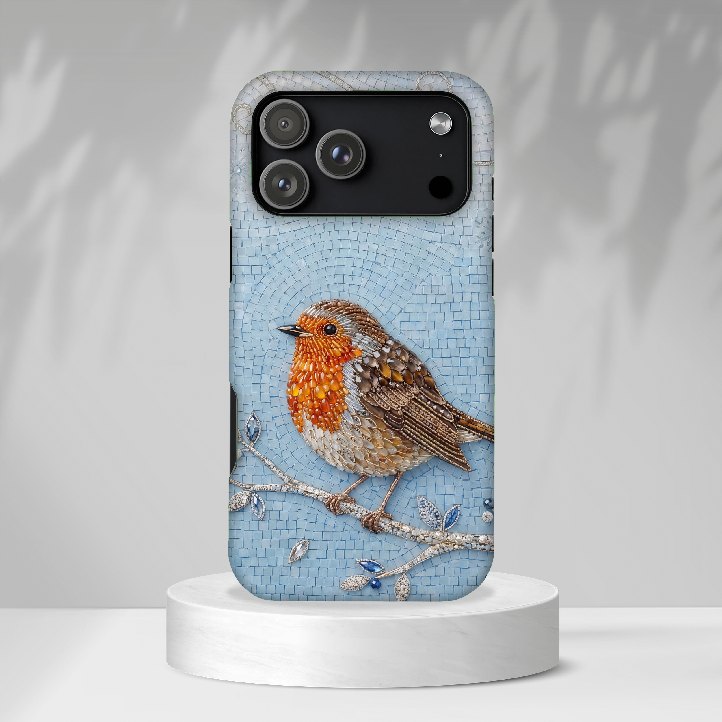 Robin Winter MagSafe iPhone Case — Protective Floral Bird Design