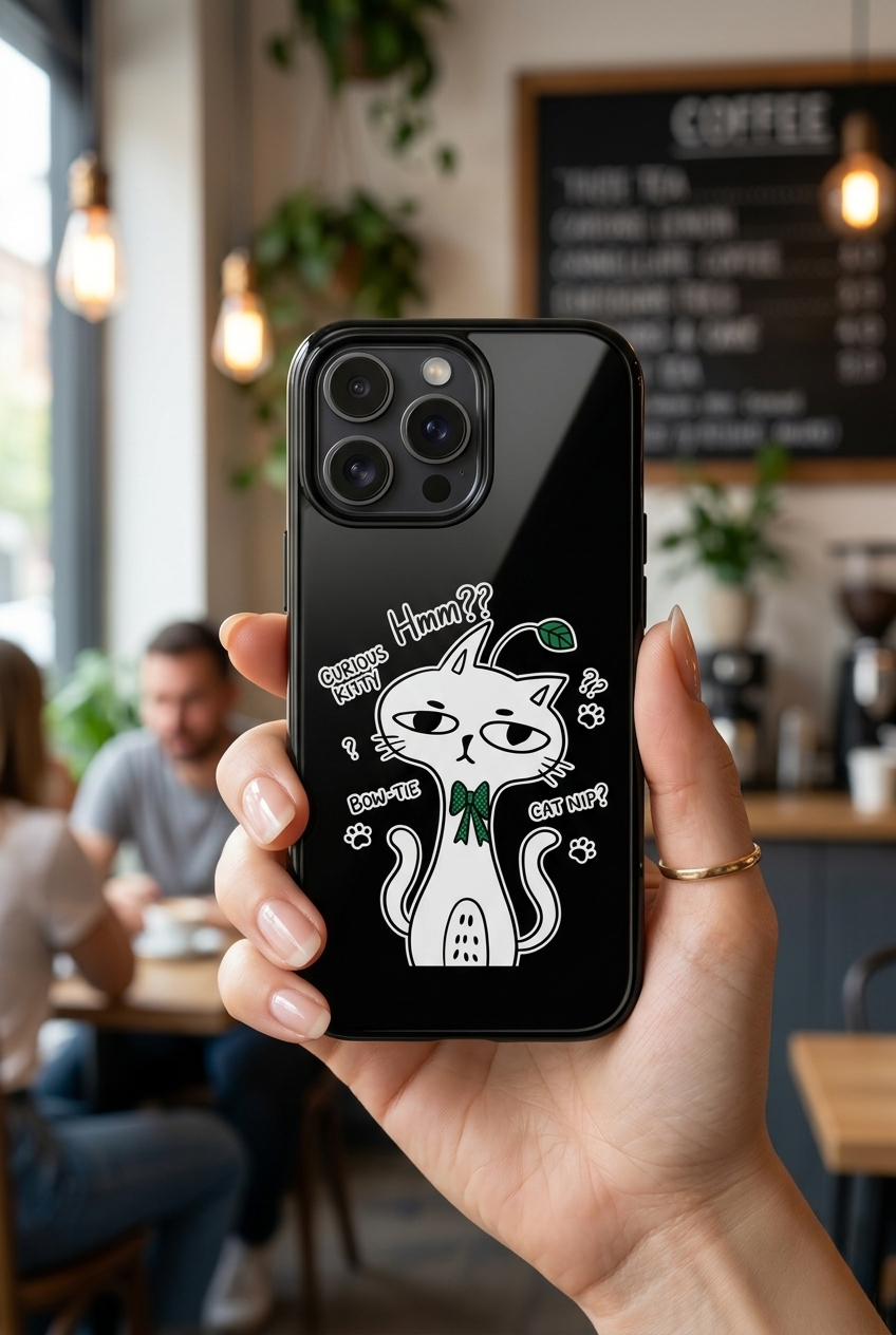 Cover per telefono Gatto Carino Confuso — Custodia protettiva con grafica "Hmm??"