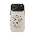 Curious Kitty Phone Case — Cute Cat Illustration with 'Hmm??' Text