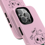 Curious Kitty Phone Case — Cute Cat Illustration with 'Hmm??' Text