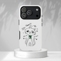 Curious Kitty Phone Case — Cute Cat Illustration with 'Hmm??' Text