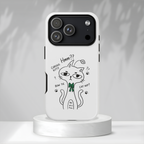 Curious Kitty Phone Case — Cute Cat Illustration with 'Hmm??' Text