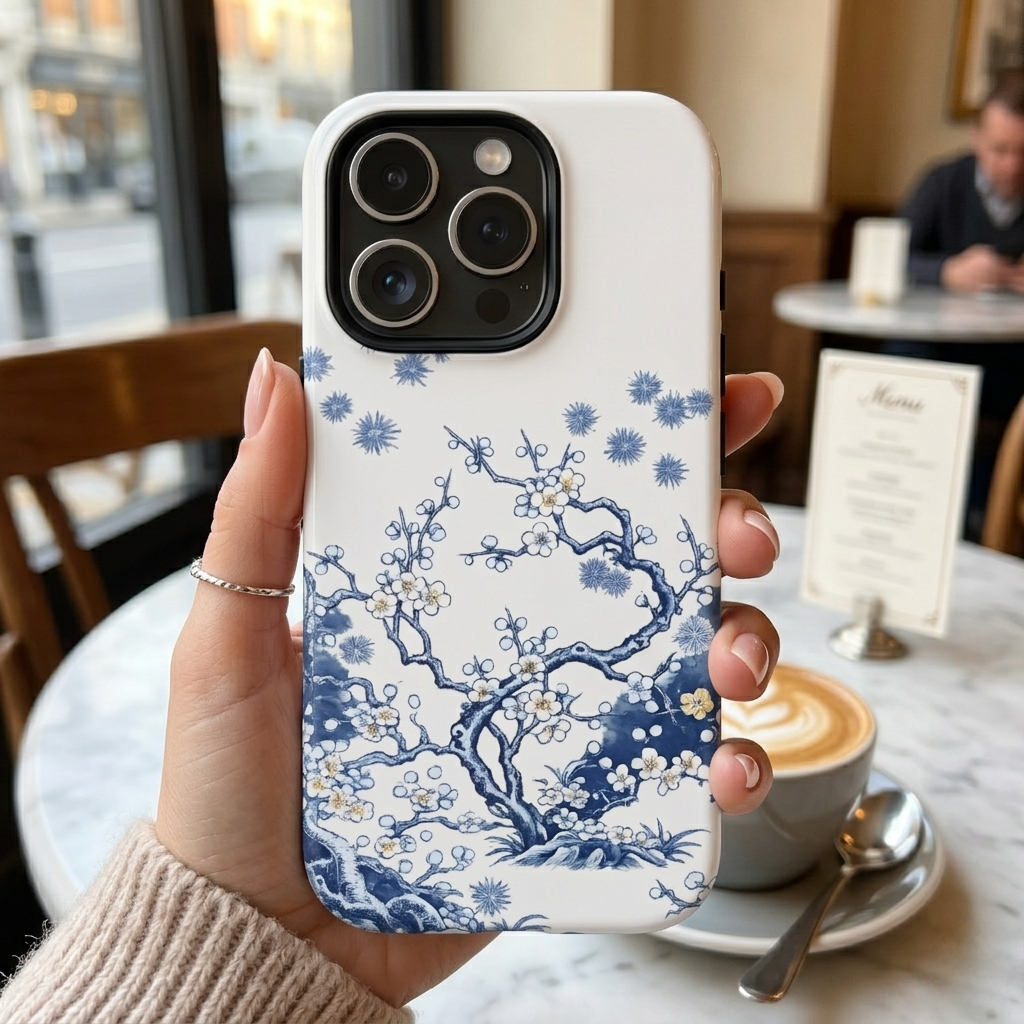 Vintage Blue White Porcelain iPhone Case | Chinoiserie Floral Tough Cover