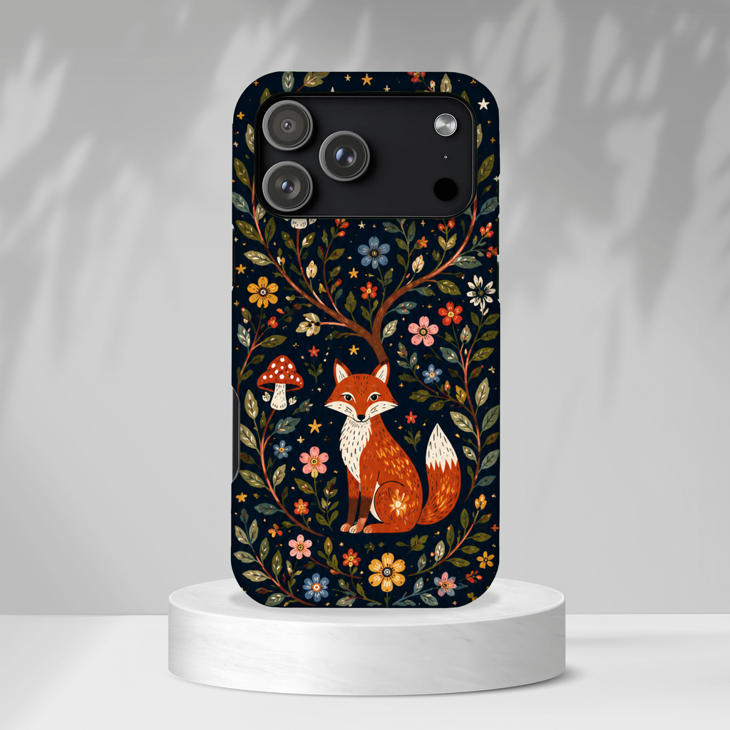 Fox Moon iPhone Case | Whimsical Floral Night Woodland Protective Case